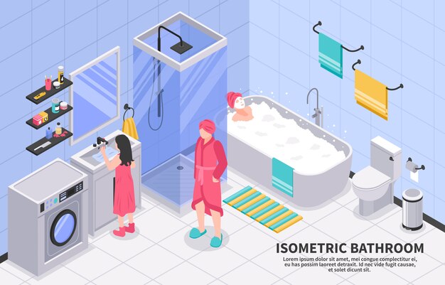 Baño familiar isométrico