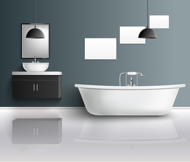 Vector gratuito baño realista composición interior