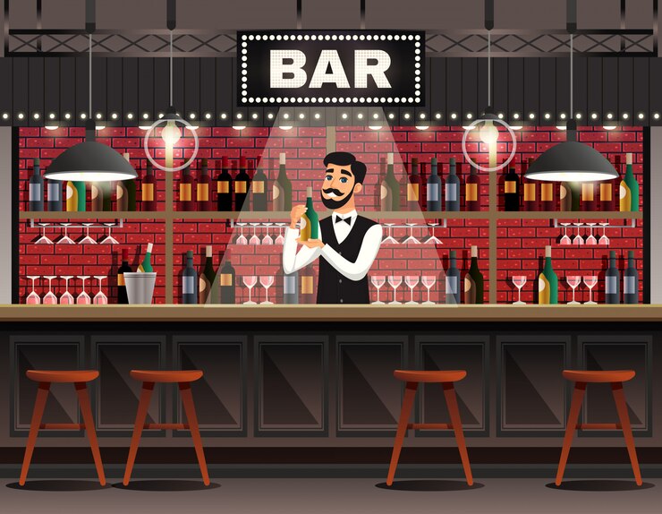 Vector gratuito bar interior composición realista