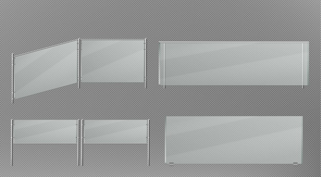 Vector gratuito barandillas de vidrio colocadas sobre un fondo transparente