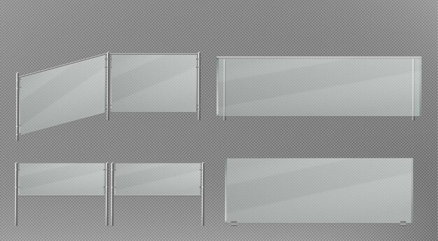 Barandillas de vidrio colocadas sobre un fondo transparente