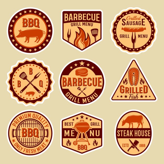 Barbacoa emblemas de estilo vintage