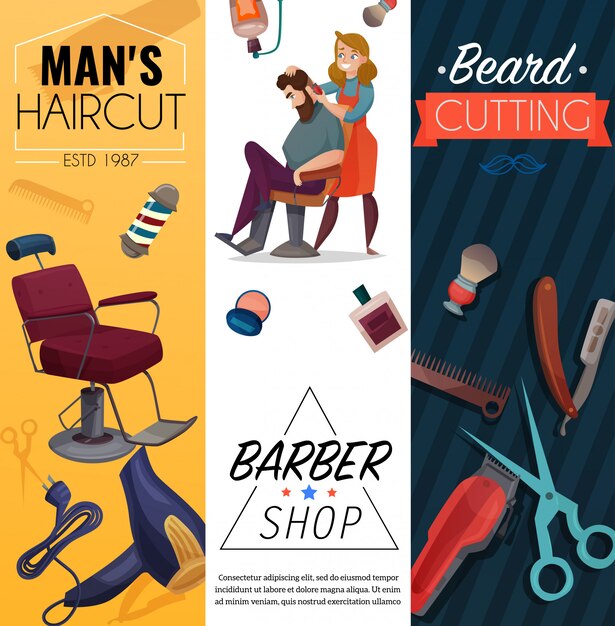 Barber Shop Banners de dibujos animados