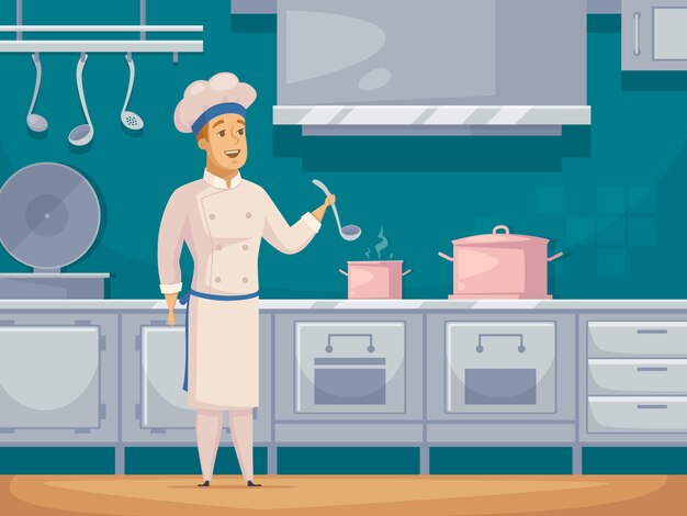 Barco cocinero personaje de dibujos animados Banner