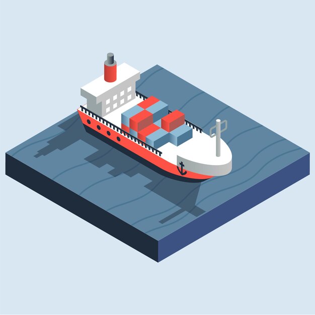 Barco de contenedores dibujados a mano