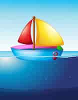 Vector gratuito barco de juguete flotando en el agua