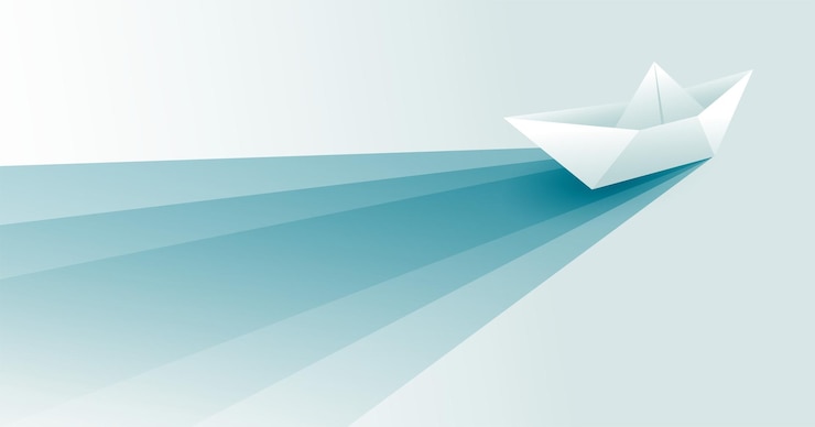 Vector gratuito el barco líder de estilo origami representa el arte de la toma de decisiones.