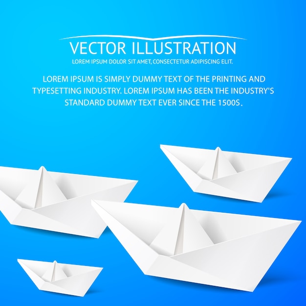 Vector gratuito barco de origami y plantilla de texto de muestra