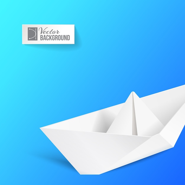 Barco de origami sobre azul