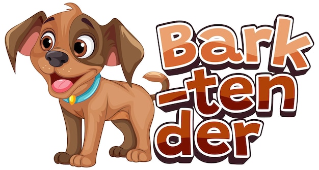 Bark tender funny pun con un lindo perro de dibujos animados