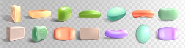 Barras de jabón sólido de colores realistas de vector 3d
