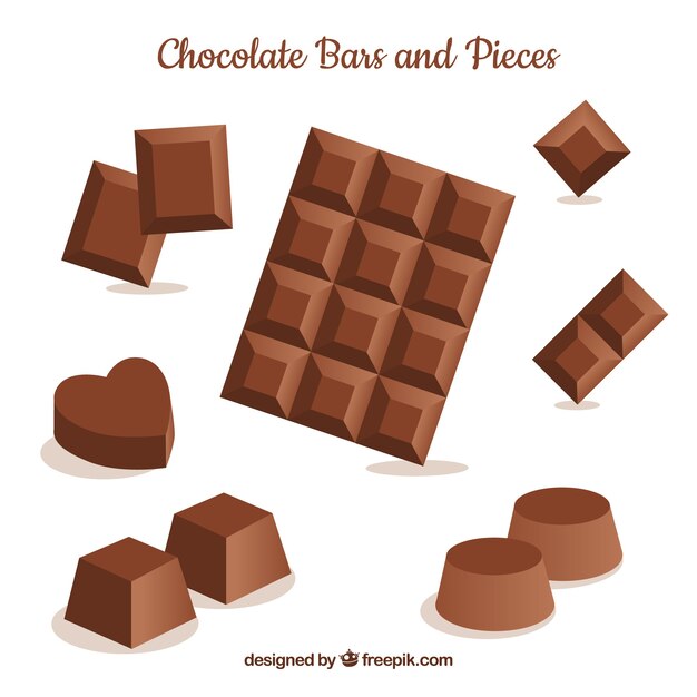 Barras y piezas de chocolate