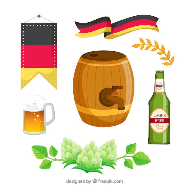 Vector gratuito barril con otros elementos de oktoberfest