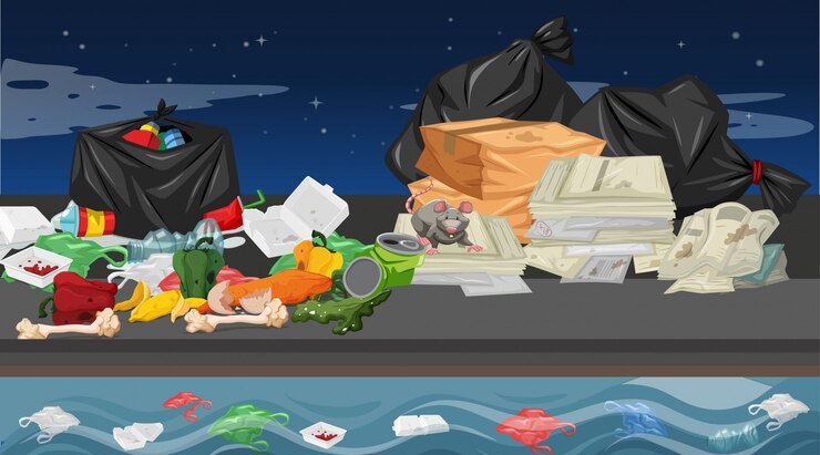 Vector gratuito basura en escena callejera