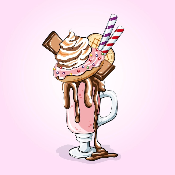 Vector gratuito batido de monstruo dibujado a mano con cupcake