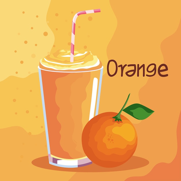 Vector gratuito batido de naranja fresco y fruta