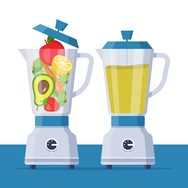 Vector gratuito batido plano en vaso licuadora