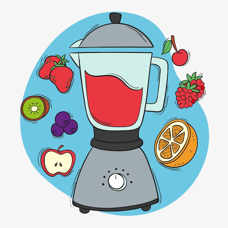 Vector gratuito batidos dibujados en vaso de licuadora