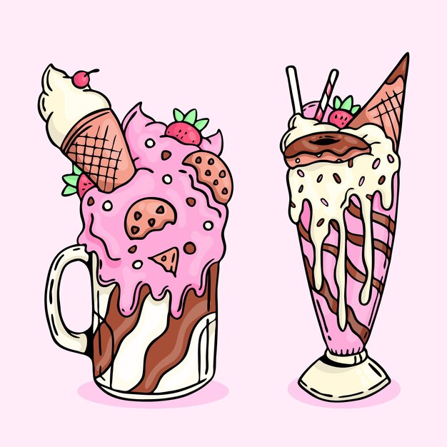 Batidos de monstruo estilo dibujado a mano