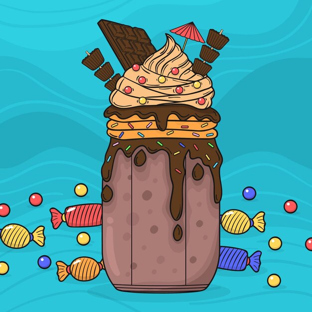 Batidos monstruos de chocolate y dulces hechos a mano