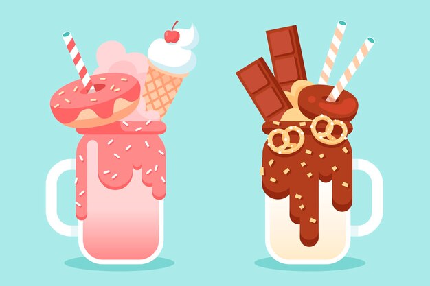 Batidos de monstruos dibujados a mano
