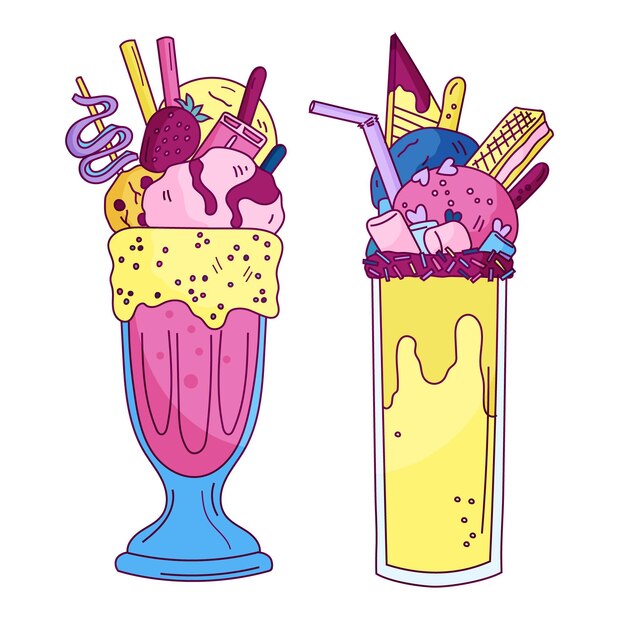 Batidos de monstruos dibujados a mano