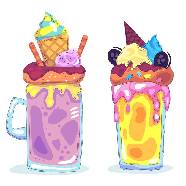 Batidos de monstruos dibujados a mano