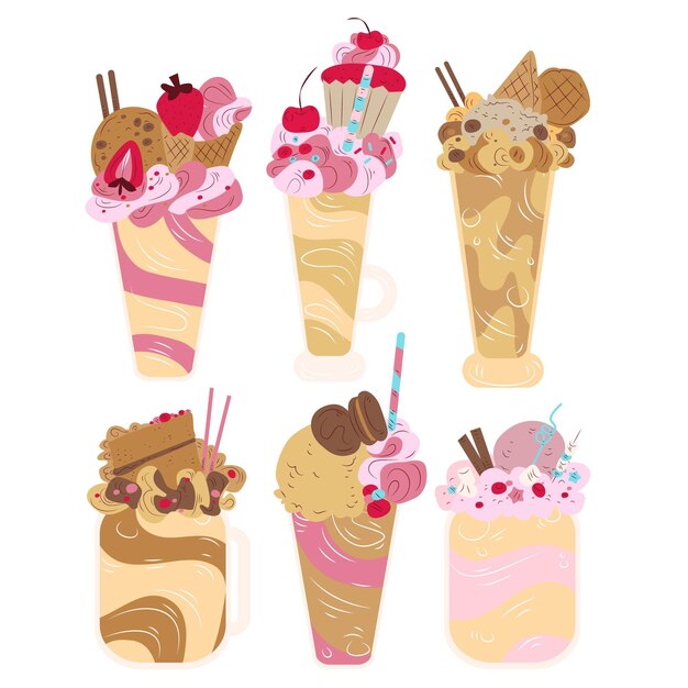 Batidos de monstruos dibujados a mano