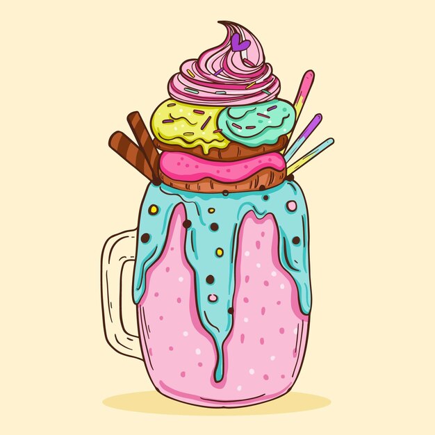 Batidos de monstruos dibujados a mano