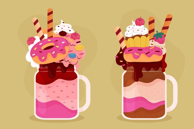 Batidos de monstruos dibujados a mano