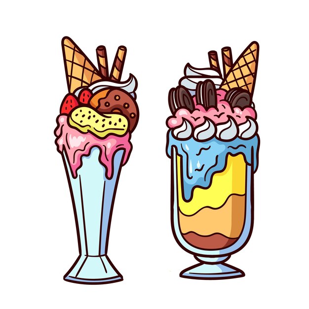Batidos de monstruos dibujados a mano