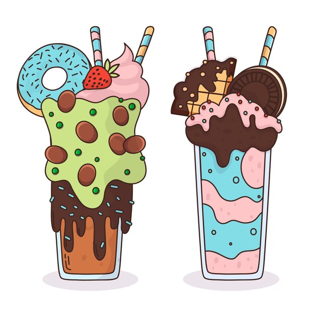 Batidos de monstruos dibujados a mano