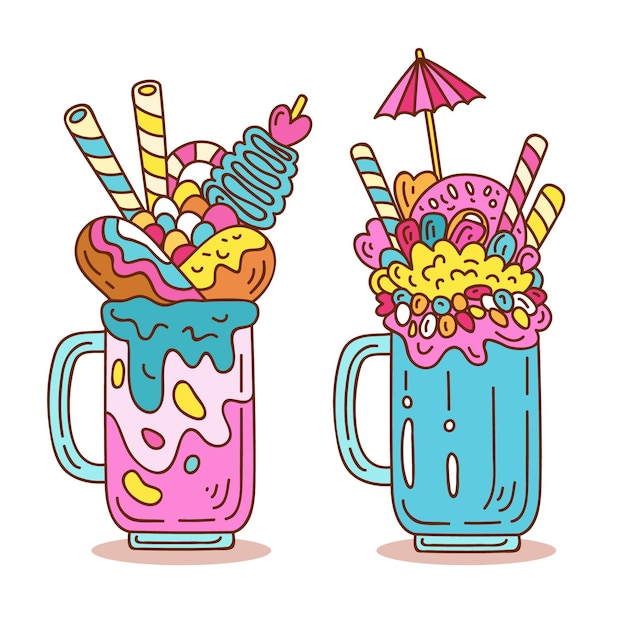 Batidos de monstruos dibujados a mano