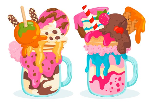 Batidos de monstruos dibujados a mano