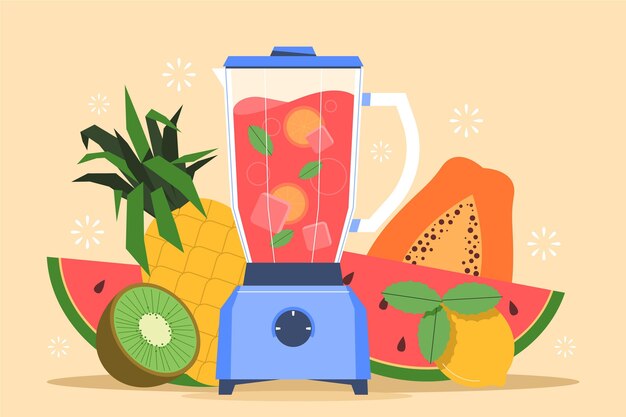 Batidos planos orgánicos en la ilustración de vaso de licuadora