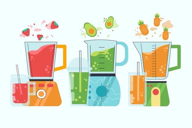 Batidos planos orgánicos en la ilustración de vaso de licuadora