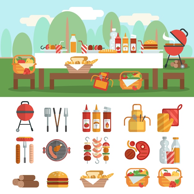 Bbq fiesta banner conjunto