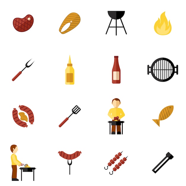 Vector gratuito bbq grill icon flat