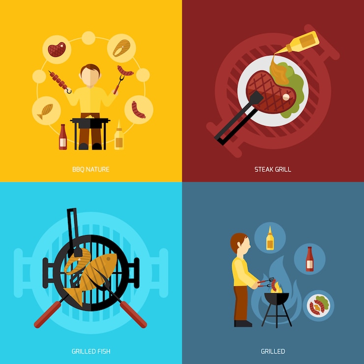 Vector gratuito bbq grill icon flat
