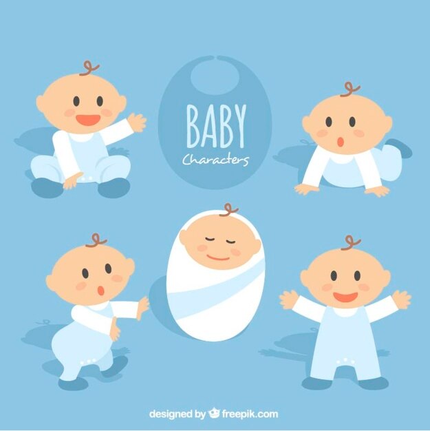 Bebé adorable con ropa blanca y azul
