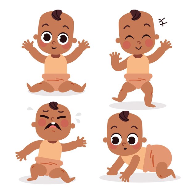 Bebé afroamericano dibujado a mano