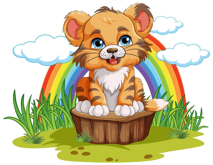 Vector gratuito bebé tigre en estilo de dibujos animados