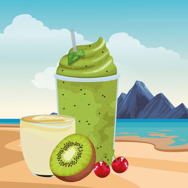 Bebida de frutas tropicales y batidos.