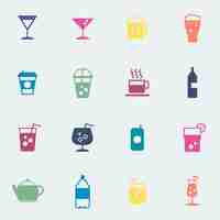 Vector gratuito bebidas refrescantes ilustración de colección de iconos