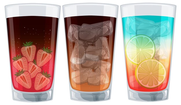 Bebidas de verano coloridas en vasos