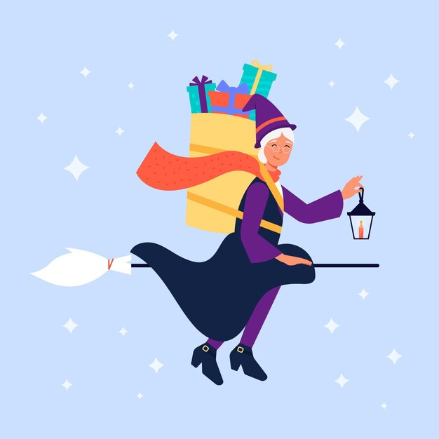 Vector gratuito befana de diseño plano