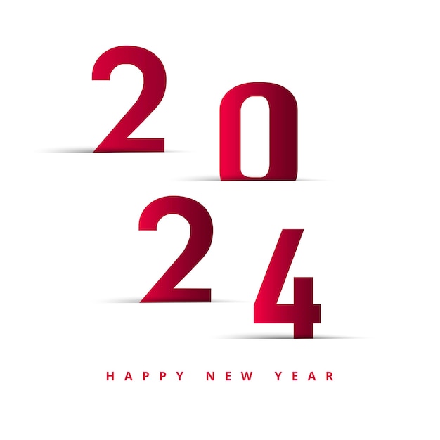 Vector gratuito bellas tarjetas de celebración del año nuevo de 2024 en fondo blanco