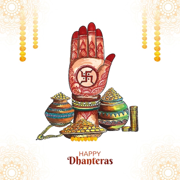 Bendición de la diosa laxmi con joyas y monedas para el fondo del festival indio dhanteras