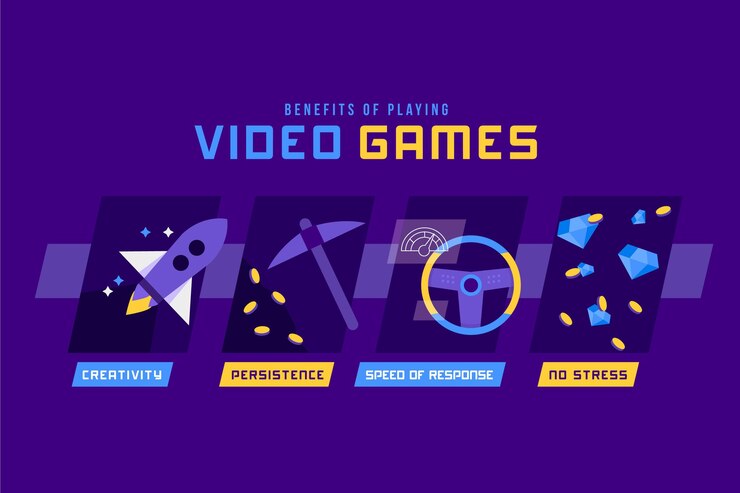 Vector gratuito beneficios infográficos de jugar videojuegos