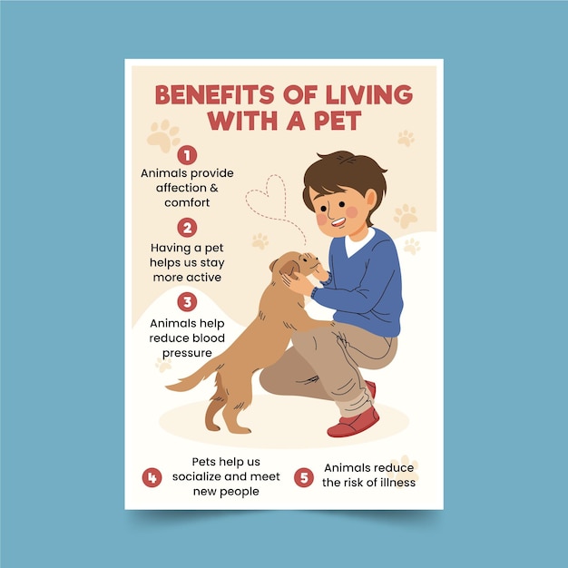 Vector gratuito beneficios de vivir con una mascota
